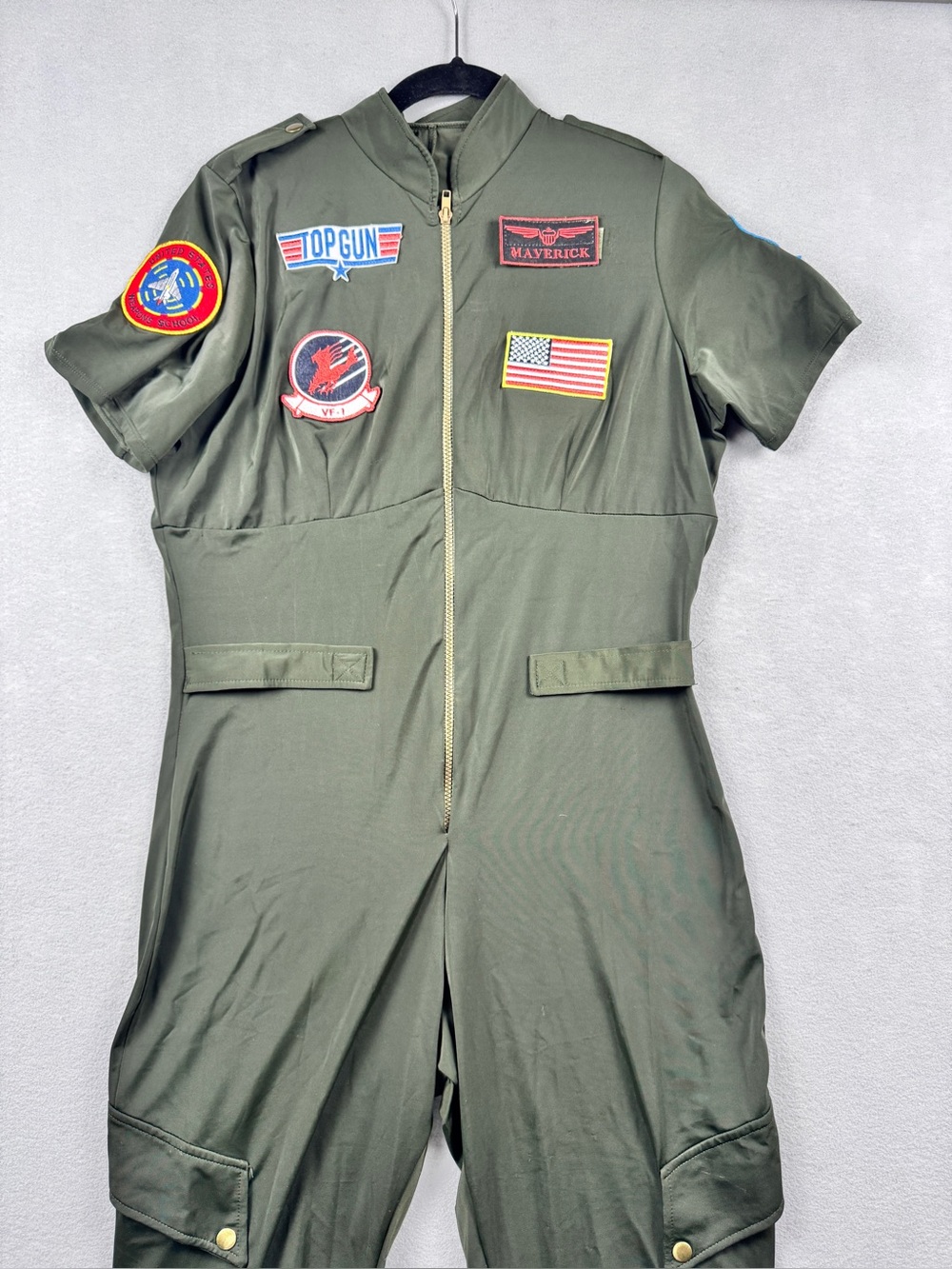 Top Gun Maverick Military Jumpsuit Halloween Costume XL Fitted Goose Aviator